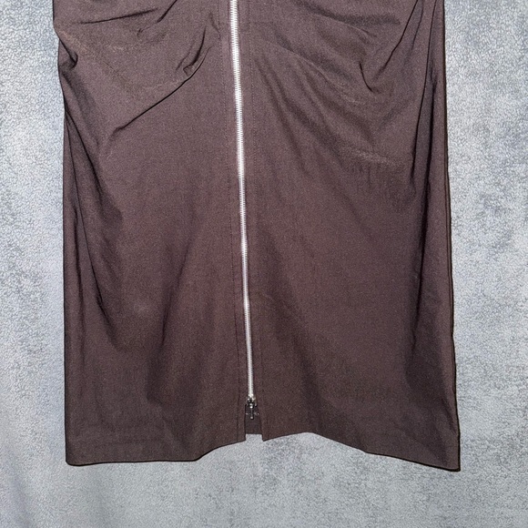 Joseph Ribkoff Sophisticated Brown Ruched Zippered Front Dress Size 16 - Picture 8 of 15